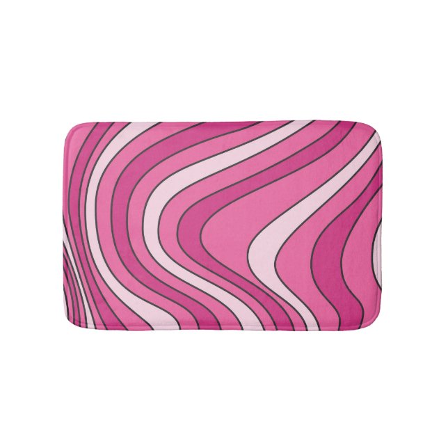 Tapis De Bain Ondes de style rétro rose (Devant)