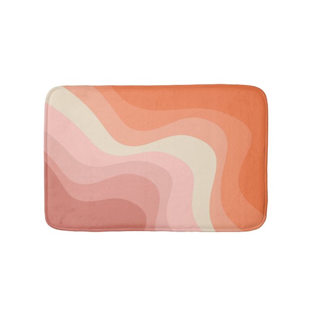 Tapis De Bain Ondes de style rétro rose et orange (Devant)
