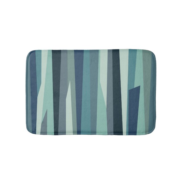 Tapis De Bain Ondes océaniques géométriques bleues (Devant)