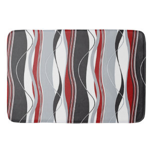 Tapis De Bain Ondulant des vagues rouges, blanches, noires et