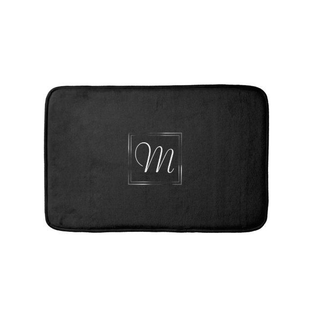 Tapis De Bain Onyx Black Velvet | Monogramme de hachage de table (Devant)