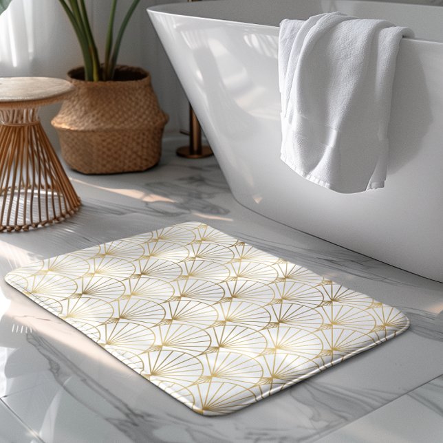 Tapis De Bain Or et blanc Art Déco 2 motif (Créateur téléchargé)