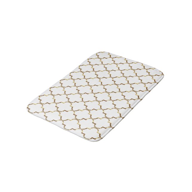 Tapis De Bain Or et Quatrefoil blanc (Angle)