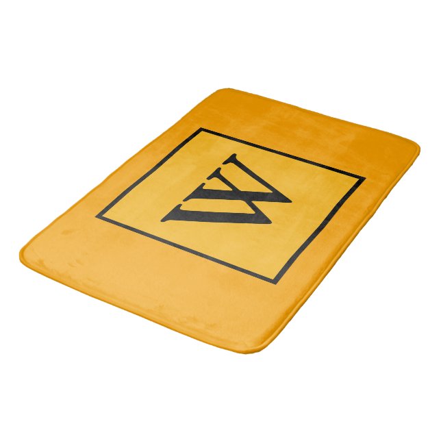 Tapis De Bain Or Monogramme Noir Géométrique  (Angle)