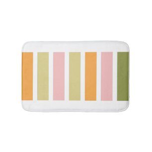 Tapis De Bain Or rose orange et rayures vertes