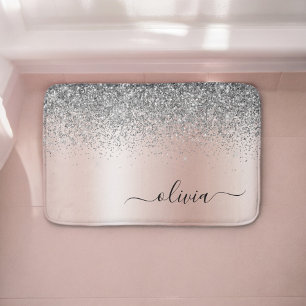 Tapis De Bain Or rose - rose poudré et argent paillettes monogra