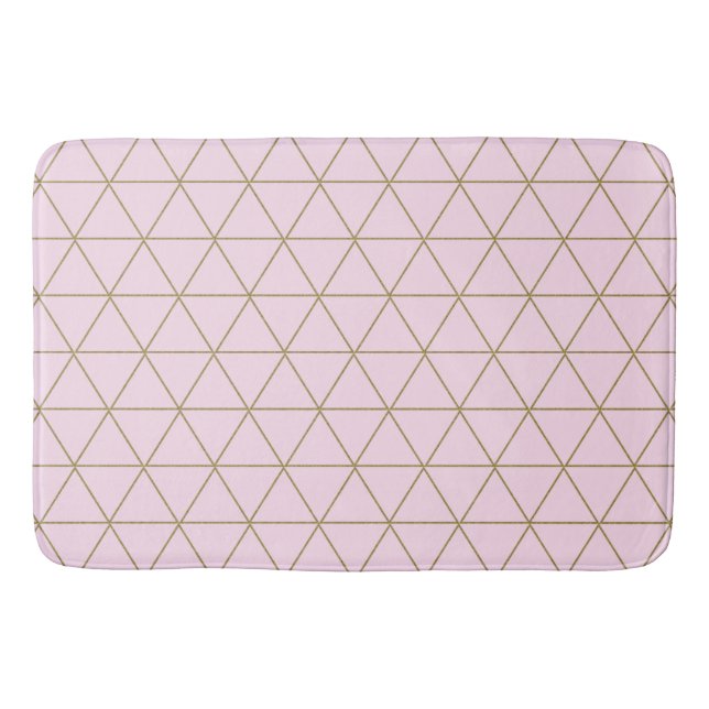 Tapis De Bain Or Rose Triangles Géométriques Bohème Glamour Mini (Devant)