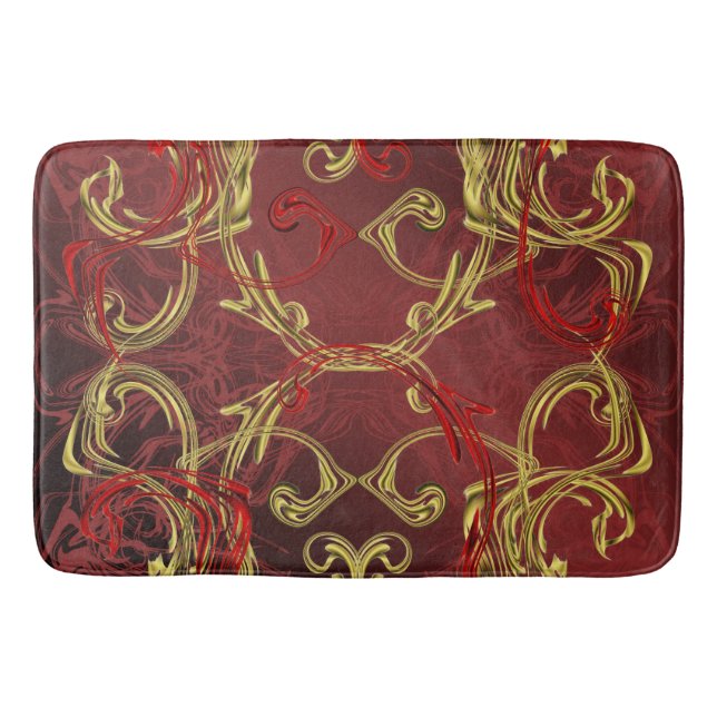 Tapis De Bain or, rouge et noir brillant de couleur festive (Devant)