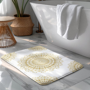 Tapis De Bain Or sur le motif mandarin blanc orné