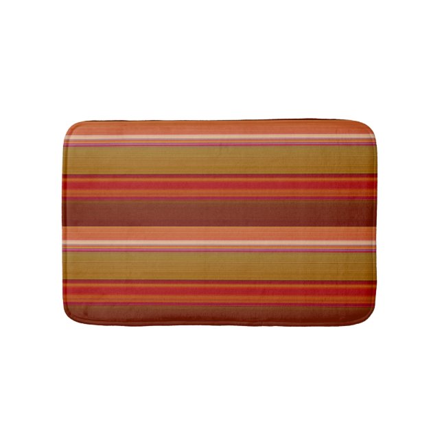 Tapis De Bain Orange Brown rust and Pink Stripes (Devant)
