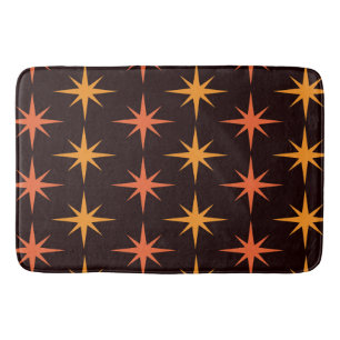 Tapis De Bain Orange et Ambre Mid Century Starburburts