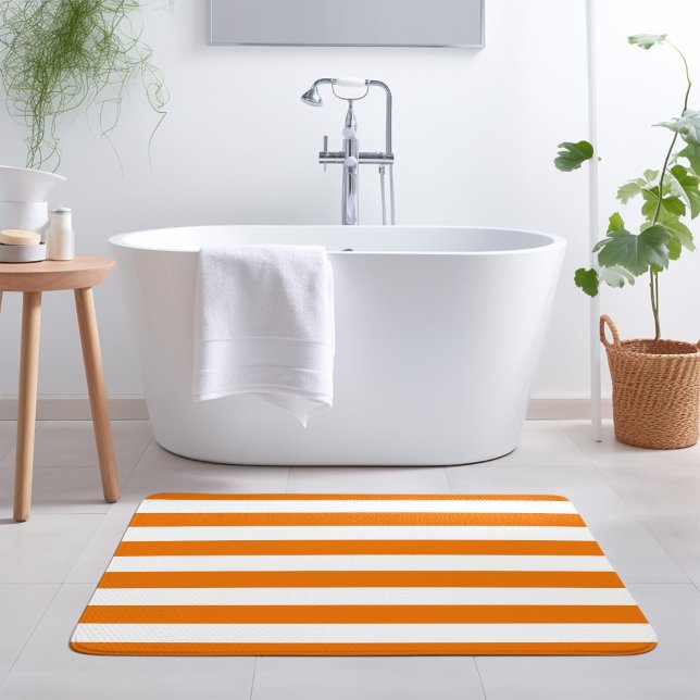 Tapis De Bain Orange et blanc | Couleurs modifiables (Créateur téléchargé)