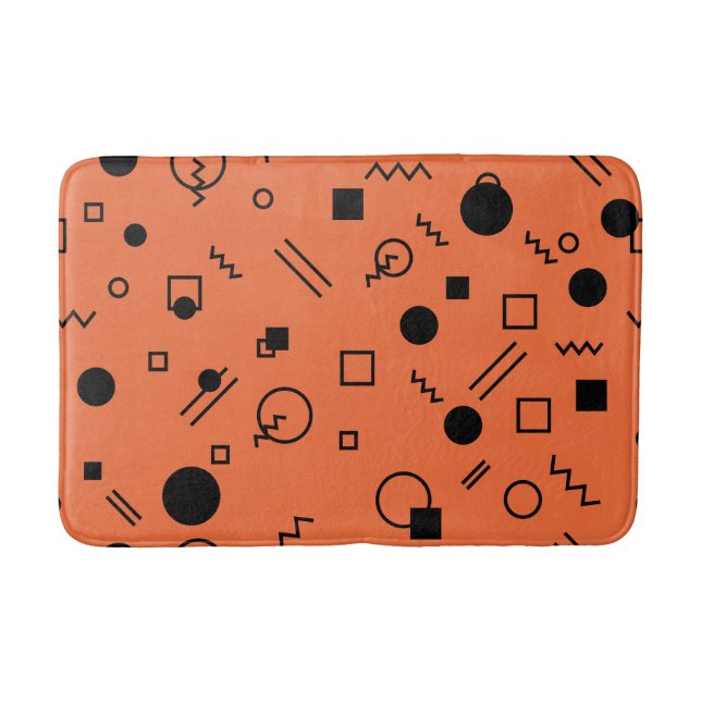 Tapis De Bain Orange, fun, trendy, geometric Memphis graphic (Devant)