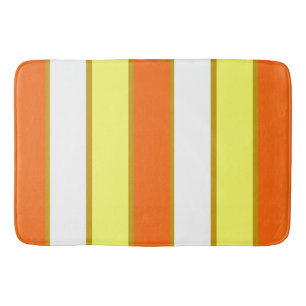 Tapis De Bain Orange, jaune et White Stripes