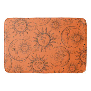 Tapis De Bain Orange Magic Vintage céleste étoile de la lune