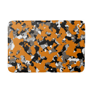 Tapis De Bain Orange Noir Gris Brun Camouflage Camo Imprimé