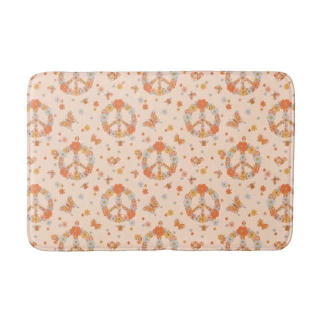Tapis De Bain Orange Peace Floral (Devant)