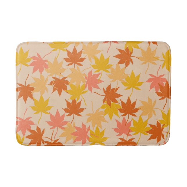 Tapis De Bain Orange Rustique Botanique Feuille Motif Automne (Devant)
