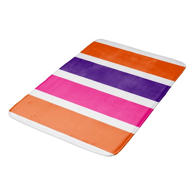 Tapis de bain orange, violet et rose chaud (Angle)