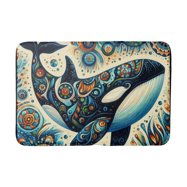 Tapis De Bain Orca Killer Whale Floral Whimsical Plage nautique (Devant)