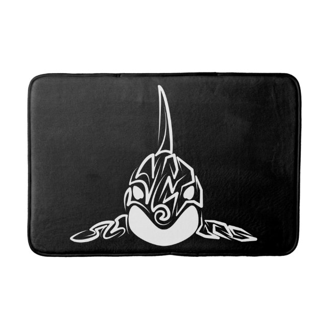 Tapis De Bain Orca tribale noire et blanche (Devant)