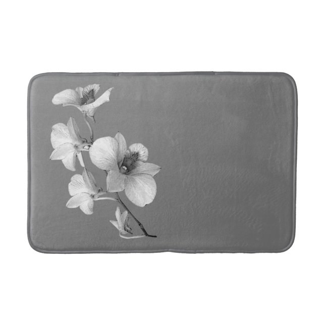 Tapis De Bain Orchidée blanche sur le Mat de bain gris L (Devant)