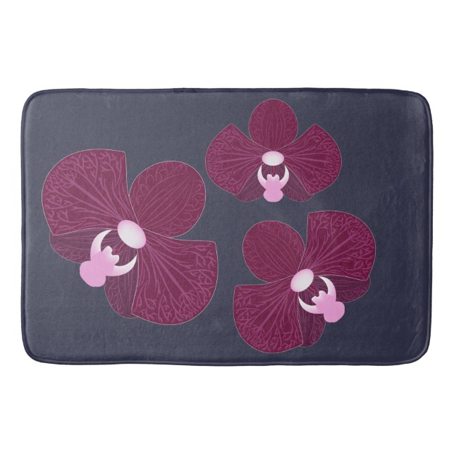 Tapis De Bain Orchidées Abstraites profondes et roses (Devant)