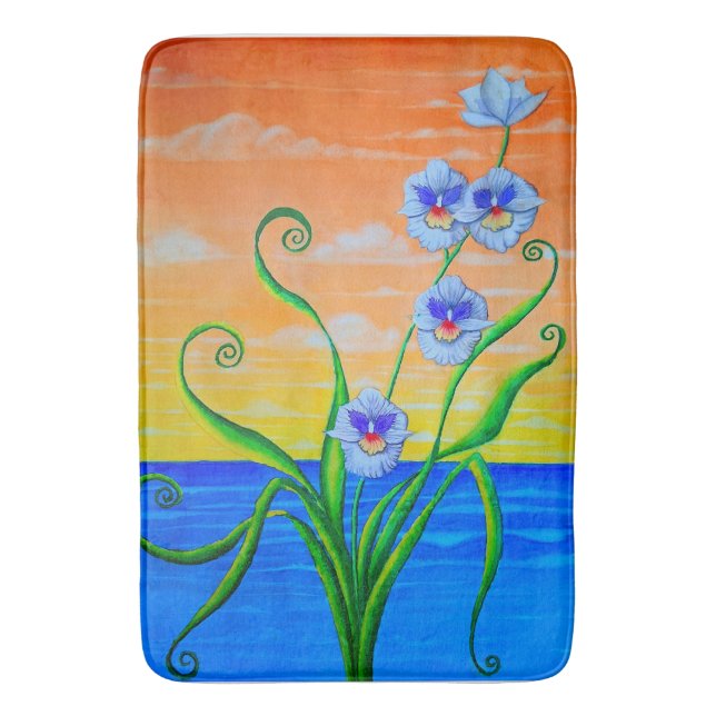 Tapis De Bain Orchidées océaniques couchers de soleil (devant Vertical)