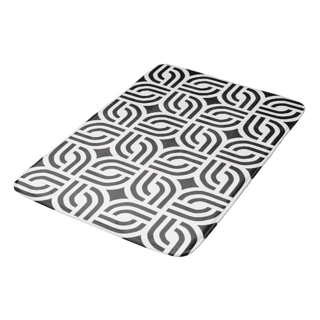 Tapis De Bain Ornement noir et blanc motif antique (Angle)