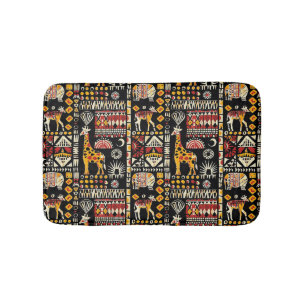 Tapis De Bain Ornement traditionnel ethnique africain, patte tri