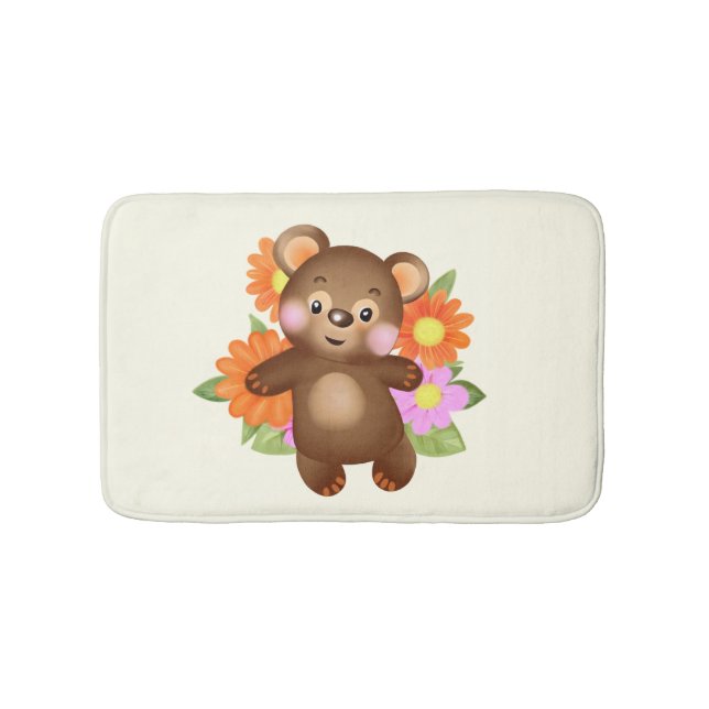 Tapis De Bain Ours avec fleurs (Devant)