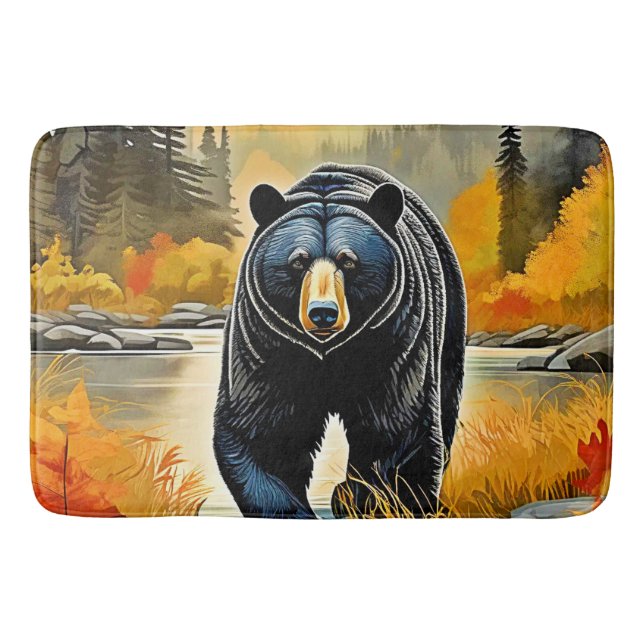 Tapis De Bain Ours noir de la forêt automne (Devant)