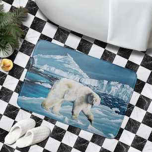 Tapis De Bain Ours polaire arctique bleu