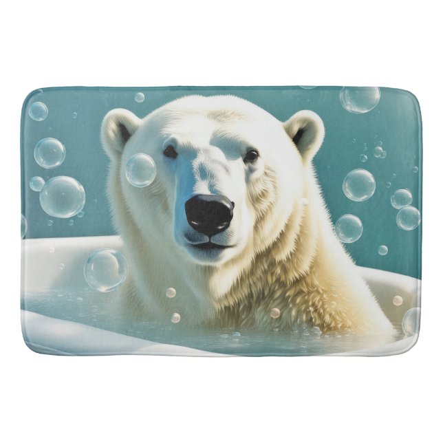 Tapis De Bain Ours Polaire Dans La Baignoire À Bulles (Devant)