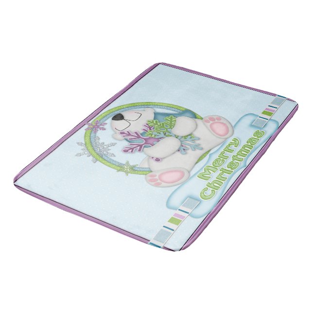 Tapis De Bain Ours polaire Noël Cuisine Tapis Mat Décor maison (Angle)
