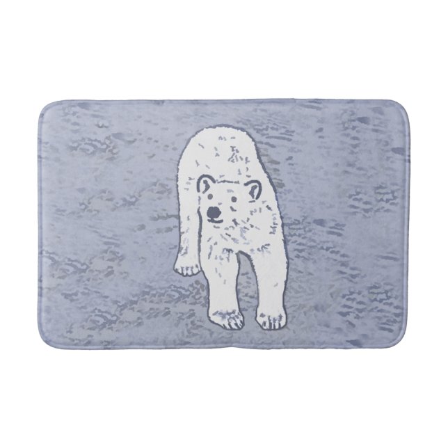Tapis De Bain Ours polaire sur la peinture sur glace - Art origi (Devant)