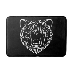 Tapis De Bain Ours tribal noir et blanc