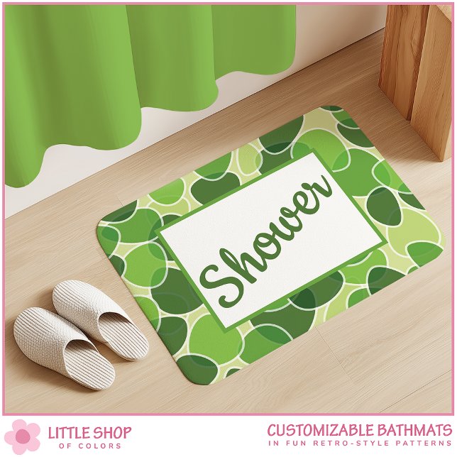 Tapis De Bain Ovales de style rétro vert personnalisables (Créateur téléchargé)