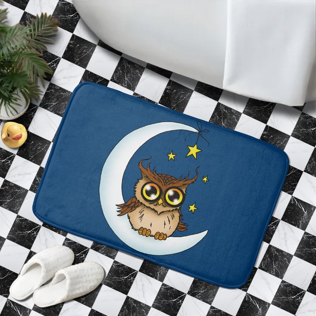 Tapis De Bain Owl Moon Blue Cute Stars (Créateur téléchargé)