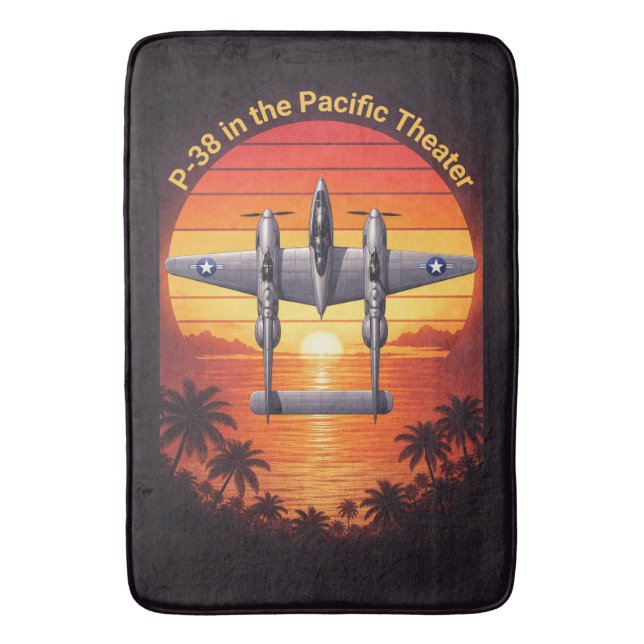 Tapis De Bain P-38 Lightning dans le Pacifique (devant Vertical)