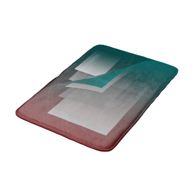 Tapis De Bain Pages turquoises en gris bordeaux (Angle)