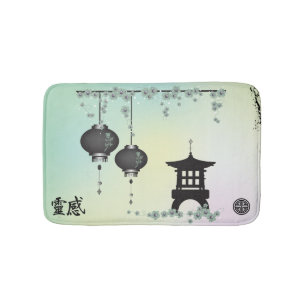 Tapis De Bain Pagoda noire "inspiration " de lanternes