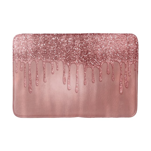 Tapis De Bain Pailleté de rose doré qui dégouline Jolis filets r (Devant)
