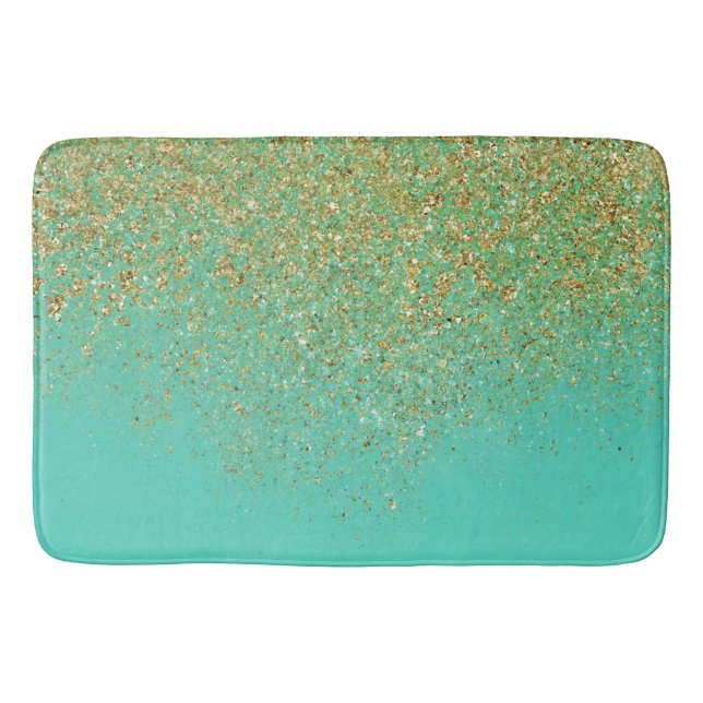 Tapis De Bain Paillettes dorées en cascade et plaque de nom Glam (Devant)