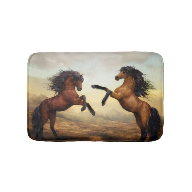 Tapis De Bain paire de chevaux sauvages (Devant)
