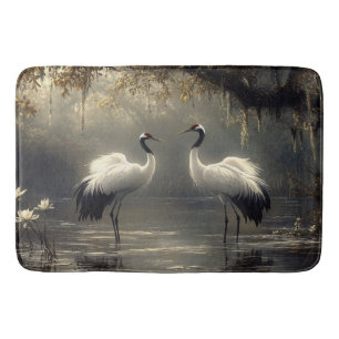 Tapis De Bain Paire de grue dans un marais humide