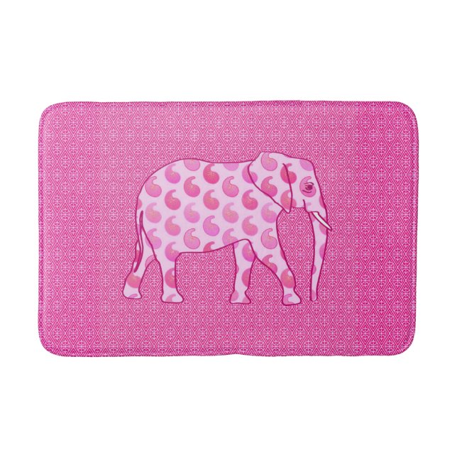 Tapis De Bain Paisley Elephant, Ice Pink et Fuchsia (Devant)