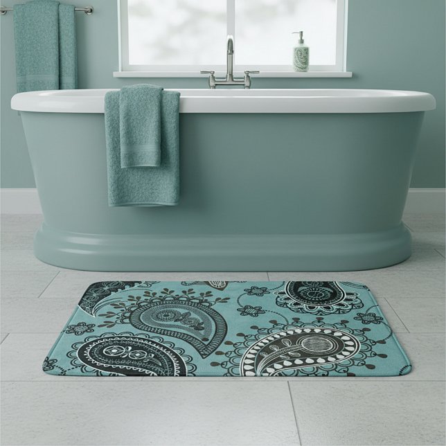 Tapis De Bain Paisley sarcelle foncée (Créateur téléchargé)