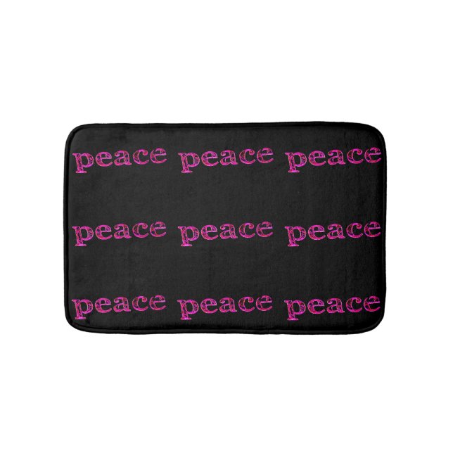 Tapis De Bain paix rose sur noir (Devant)