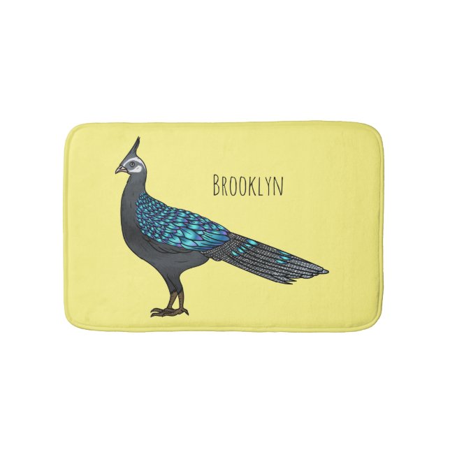 Tapis De Bain Palawan peacock pheasant bird cartoon illustration (Devant)